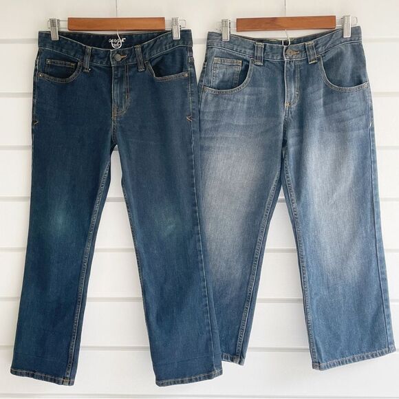 Cat & Jack & Wrangler Boys Straight Husky Size Jeans 10H Husky Like New - Picture 1 of 16